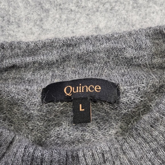 Quince Sweater Womens Large Gray Wool Alpaca Blend Mock Neck Pullover Knit - Picture 6 of 12